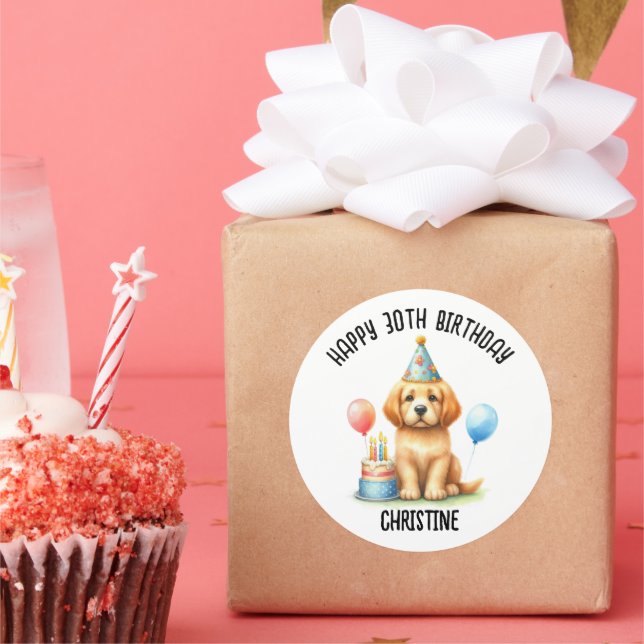 Cute dog Birthday Party favours Classic Round Sticker (Party)