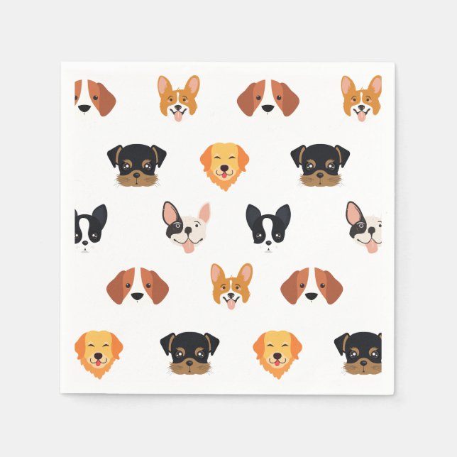 Cute Dog Birthday Party Napkin (Front)