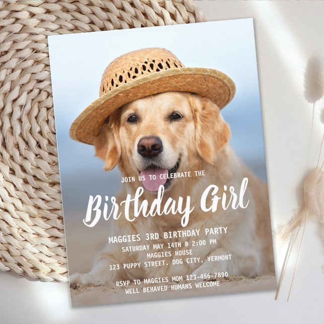 Cute Dog Birthday Party Pet Photo Invitation  Postcard (Creator Uploaded)