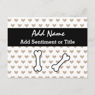 Cute Dog Birthday Party with Bones A05 HEARTS Announcement Postcard