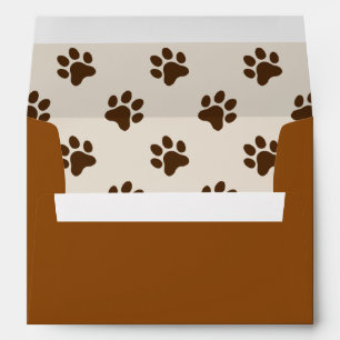 Cute dog black paw print and white  envelope