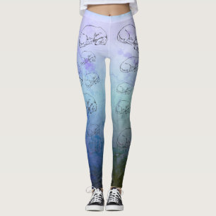 Cute Dog, Blue All-Over-Print Leggings