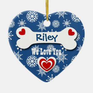 Cute Dog Bone and Snowflakes for Dog Lover B3 Ceramic Tree Decoration