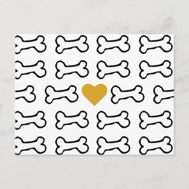 Cute Dog Bone w Heart of Gold Postcard (Front)