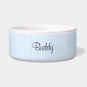 Cute Dog Bowl Blue & White Stripe