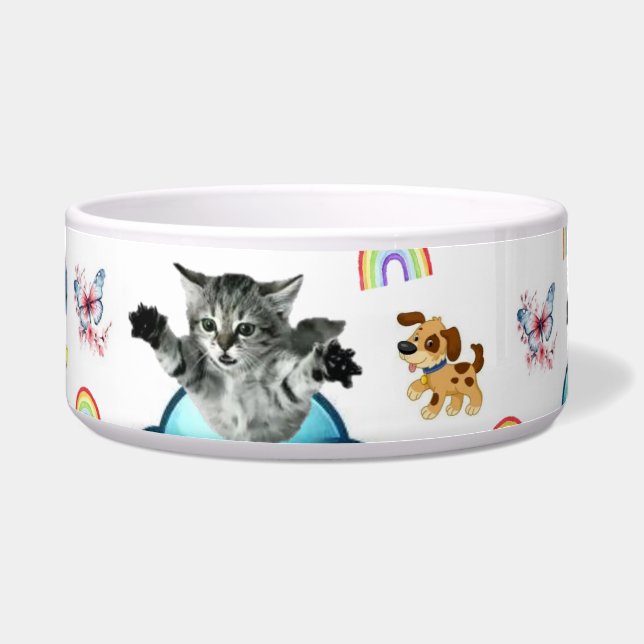 Cute Dog Bowl Cat Dog Mouse Rainbow  (Front)