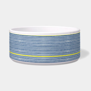 Cute Dog Bowl Yellow, Blue & White Stripe