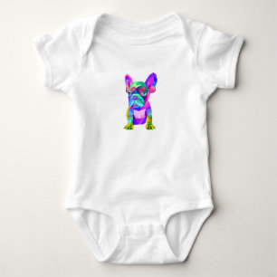 Cute Dog Breed, Coloured Bulldog French Gift Baby Bodysuit
