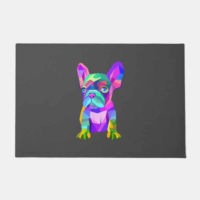 Cute Dog Breed, Coloured Bulldog French Gift Doormat (Front)