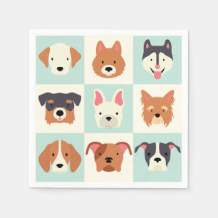 Cute dog breed light blue pattern napkin
