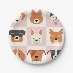 Cute dog breed pink pattern paper plate
