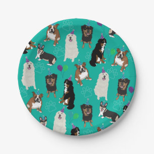 Cute Dog Breeds Birthday Paper Plate