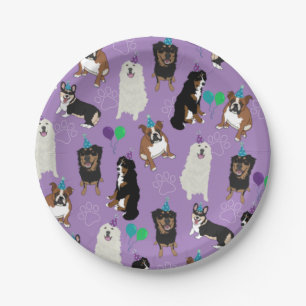 Cute Dog Breeds Birthday Paper Plate