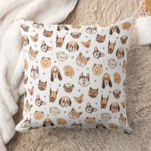 Cute Dog Breeds Pattern Cushion