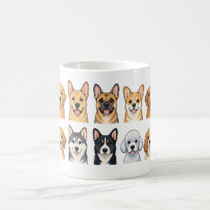 Cute dog breeds watercolor pattern coffee mug