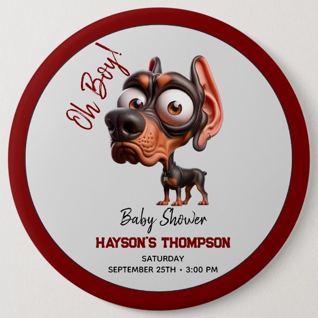 Cute Dog Caricatures Baby Shower for Boy 6 Cm Round Badge (Front)