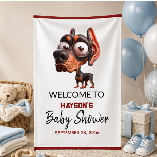 Cute Dog Caricatures Baby Shower for Boy Banner