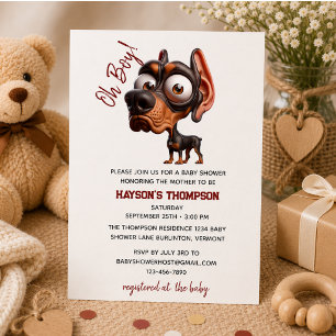 Cute Dog Caricatures Baby Shower for Boy Invitation