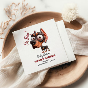 Cute Dog Caricatures Baby Shower for Boy Napkin