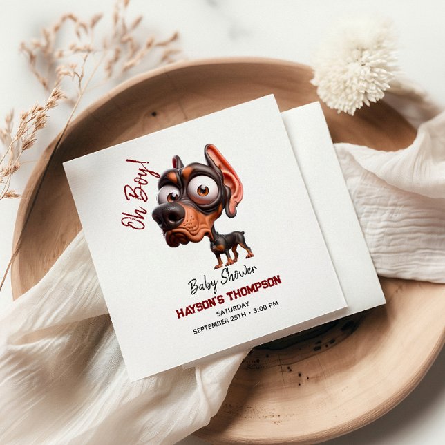 Cute Dog Caricatures Baby Shower for Boy Napkin (Creator Uploaded)
