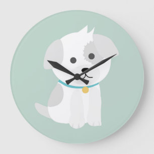 Cute Dog Cartoon Drawing Large Clock