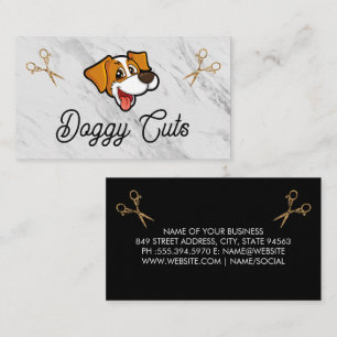 Cute Dog Cartoon   Groomer Scissors Business Card