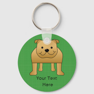 Cute Dog Cartoon. Red Bulldog. Key Ring