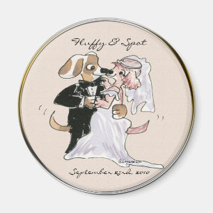 Cute Dog Cartoons Wedding Save the Date Magnets