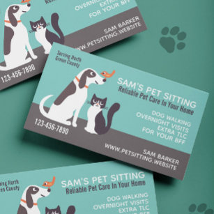 Cute Dog Cat and Bird   Animal Lover's Pet Sitting Business Card