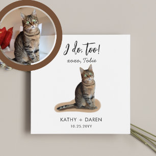 Cute Dog Cat Artwork Customised Wedding  Napkin