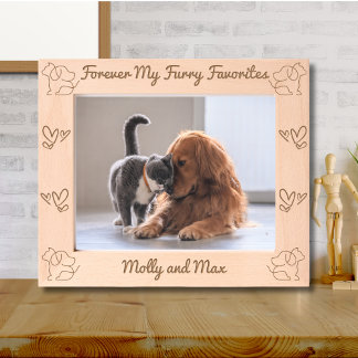 Cute Dog Cat Forever My Furry Favourite Personalis Etched Frames