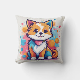 Cute Dog & Cat Friends – Colourful Kids T-Shirt De Cushion