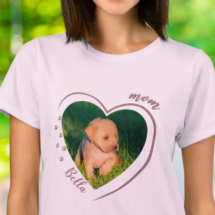 Cute Dog Cat Mum Heart Photo Paw Prints T-Shirt