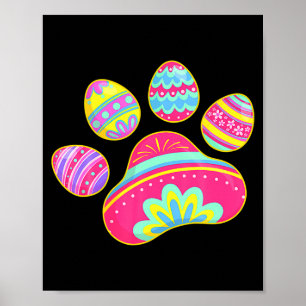Cute dog cat paw easter egg girls womens t shirt poster