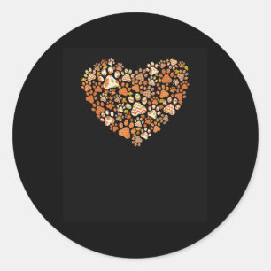 Cute-dog-cat-paw-print-pumpkin-autumn-leaf-fall-th Classic Round Sticker