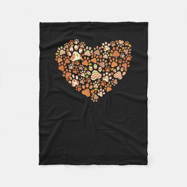 Cute-dog-cat-paw-print-pumpkin-autumn-leaf-fall-th Fleece Blanket (Front)
