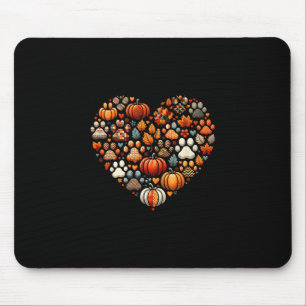 Cute Dog Cat Paw Print Pumpkin Autumn Leaf Fall Th Mouse Mat