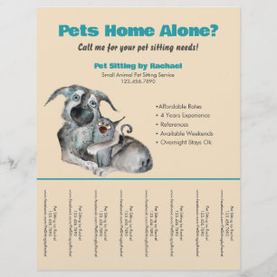 Cute Dog Cat Pet Sitter Ad Tear Sheet