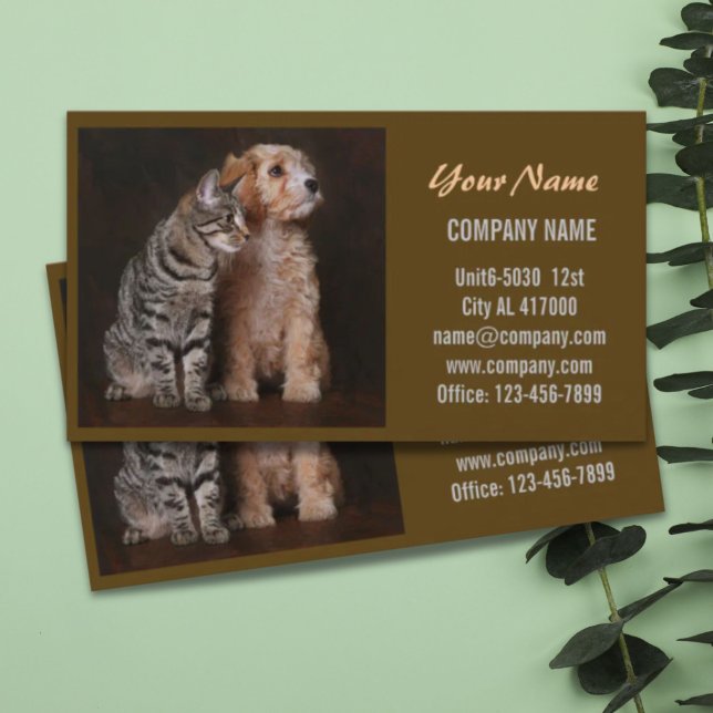 Cute dog cat pet sitter animal sitter pet groomer business card (Cute dog cat pet sitter animal sitter pet groomer business card)
