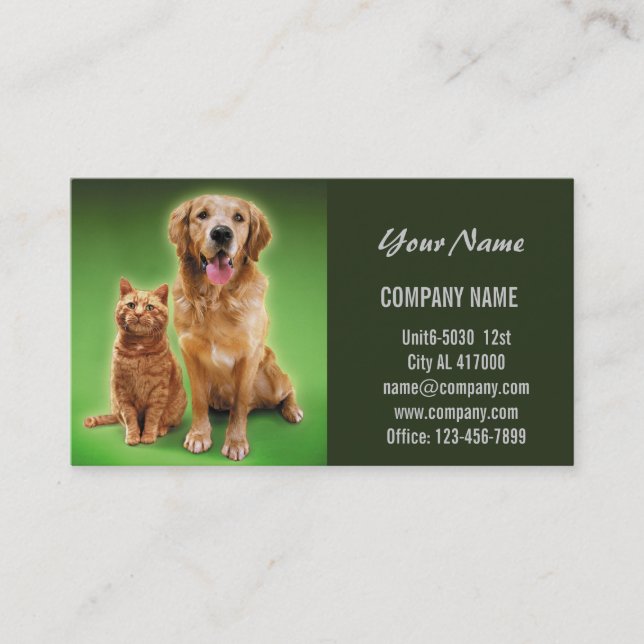 Cute dog cat pet sitter animal sitter pet groomer business card (Front)