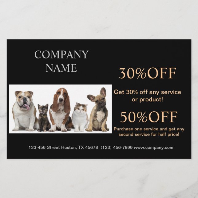 Cute dog cat pet sitter animal sitter pet groomer flyer (Front)