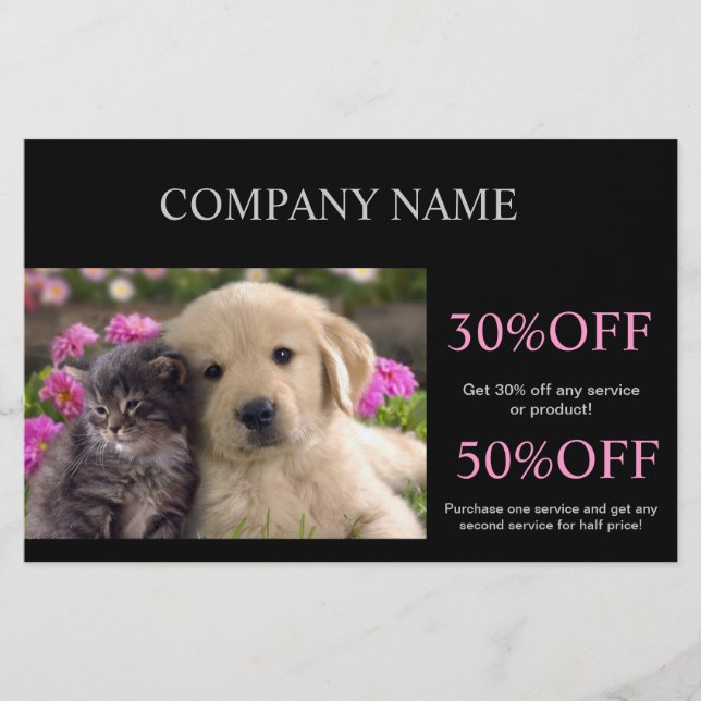 Cute dog cat pet sitter animal sitter pet groomer flyer (Front)