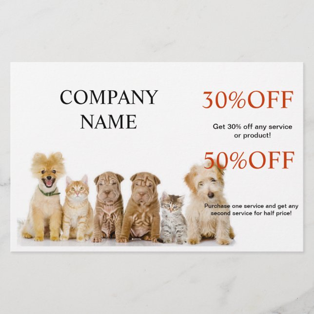 Cute dog cat pet sitter animal sitter pet groomer flyer (Front)