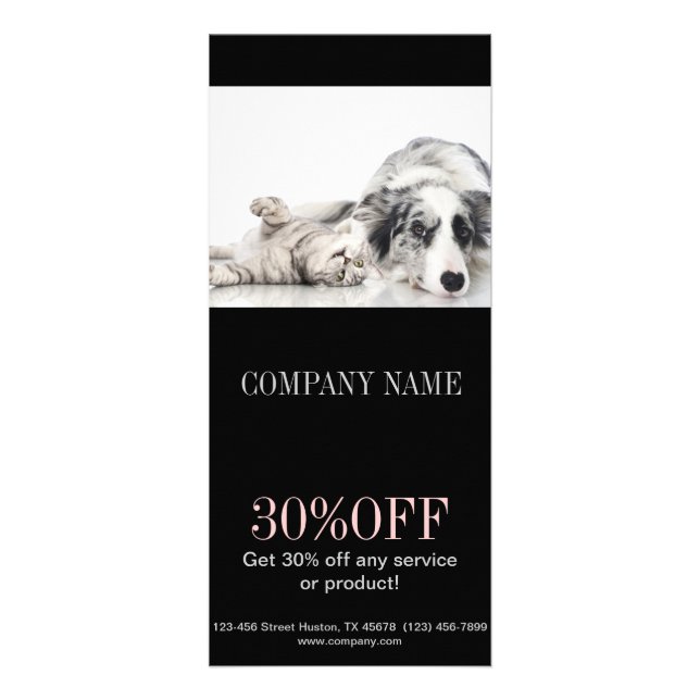 Cute dog cat pet sitter animal sitter pet groomer rack card (Front)