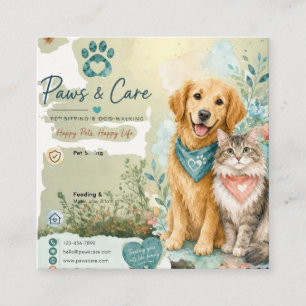 Cute Dog & Cat Pet Sitter Dog Walker Business Card