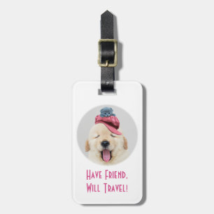 Cute Dog & Cat, Travel, Personalise Name Message Luggage Tag