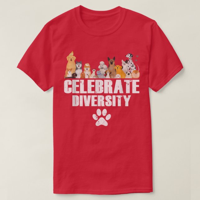 Cute Dog Celebrate Diversity Men Women Cool Dog Lo T-Shirt (Design Front)