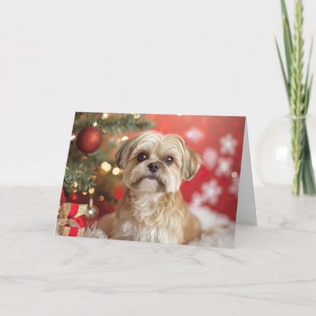 Cute Dog Celebrating Christmas Happy Holidays Thank You Card (Front)