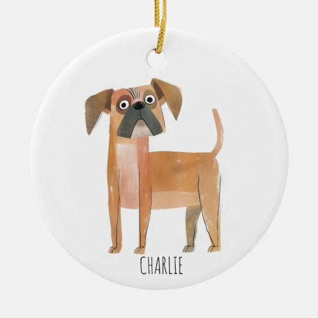 Cute Dog Ceramic Tree Decoration (Front)