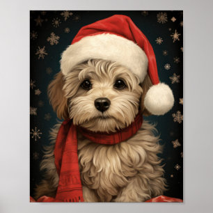 Cute Dog Christmas Art: Adorable Holiday Pup Poster